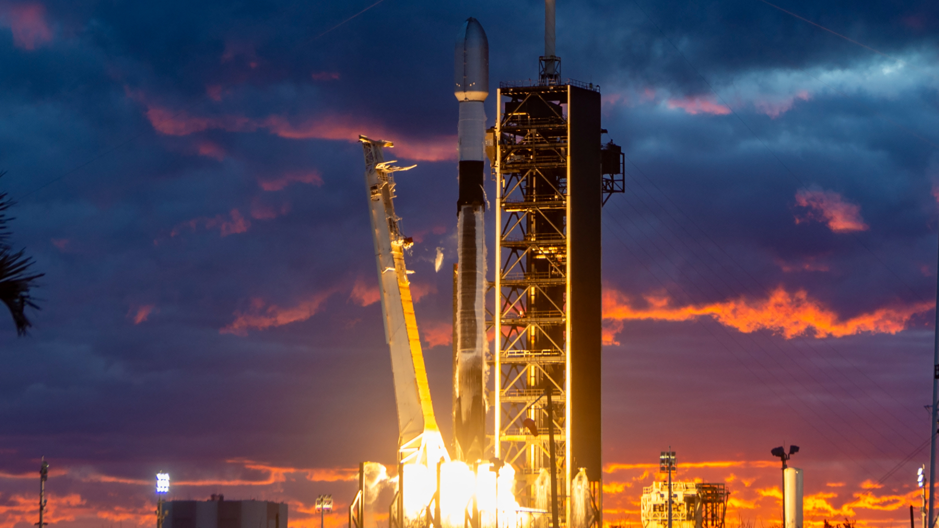 SpaceX Telecom Satellite Launch in Sunset