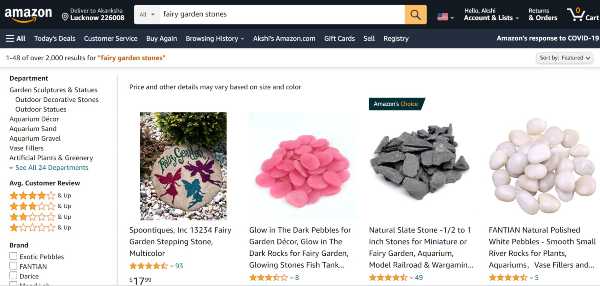 Amazon search result