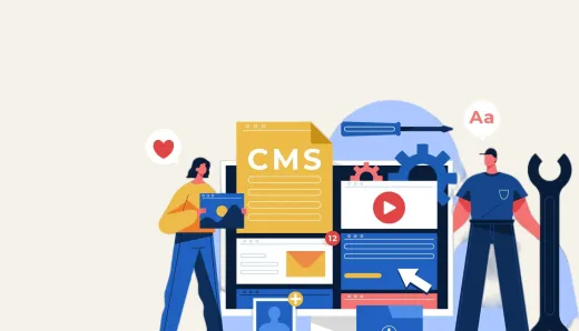 Content Management System with icons for content creation and management, symbolizing streamlined digital workflows and enhanced user engagement for business growth.