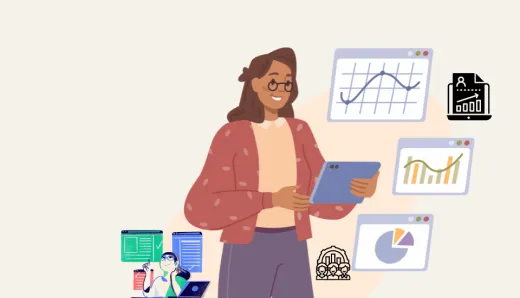 Employee working with data charts and graphs, illustrating the importance of data literacy in the workplace.