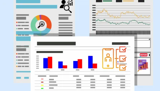 Illustration of customer experience data reports for business success and growth.