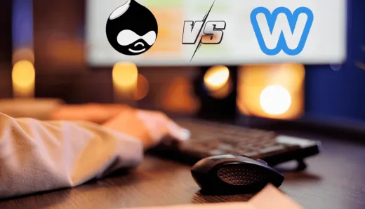 A visual comparison of Drupal and WordPress, highlighting their key features for choosing the right CMS for your project