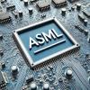 High-tech circuit board background with ASML logo, showcasing advanced semiconductor technology and precision electronics for modern digital solutions